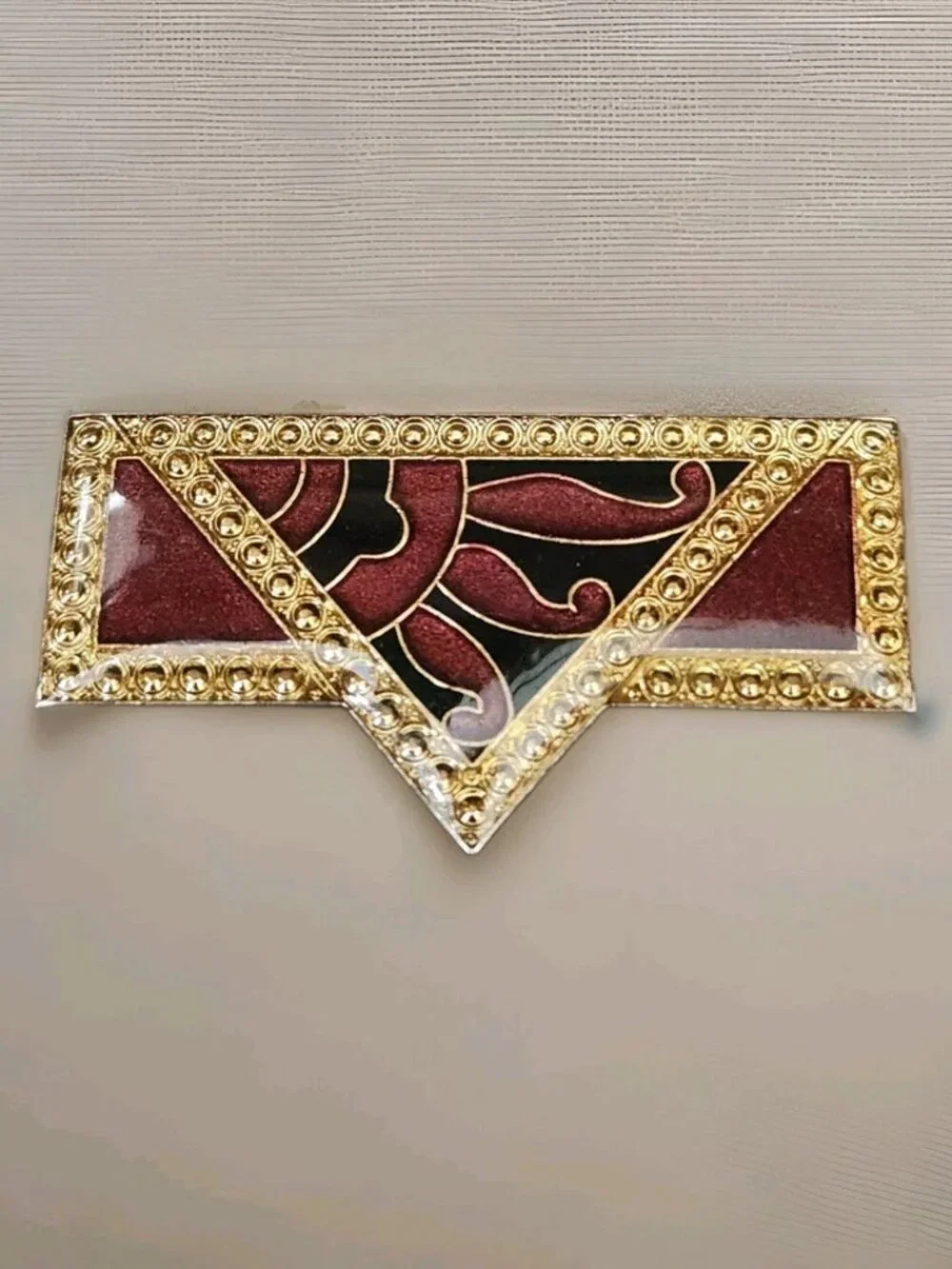 Vtg 1970s Pierre Bex Art Deco Revival Enamel Bar Brooch Pin Geometric Sun Motif - Picture 1 of 14